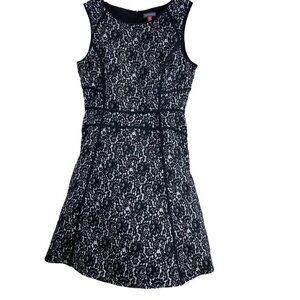 Vince Camuto Black and White Floral Print Mini‎ Dress A-line Sleeveless Size M